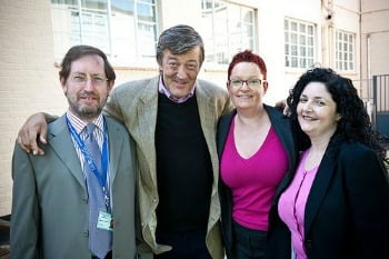 sue black with stephen fry, simon greenish and kelsey griffin